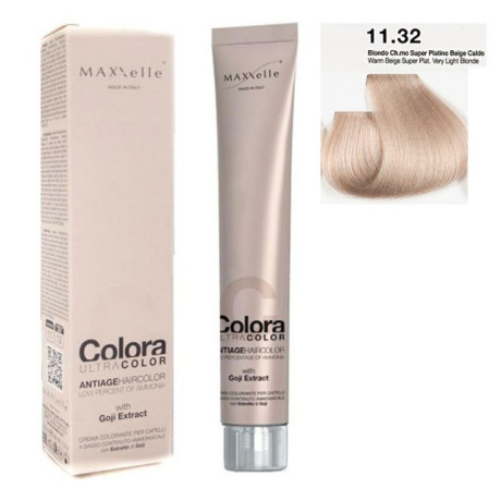 Blond foarte deschis platinum bej cald 11.32  Vopsea Colora MaXXelle cu extract de Goji 100 ML