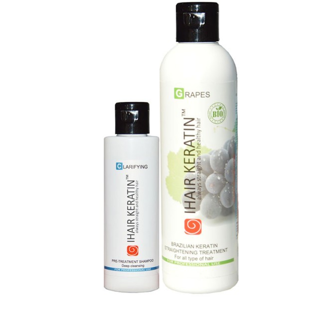 Kit keratine treatment Grapes 250ml+clarifying shampoo 100ml Ihair Keratin