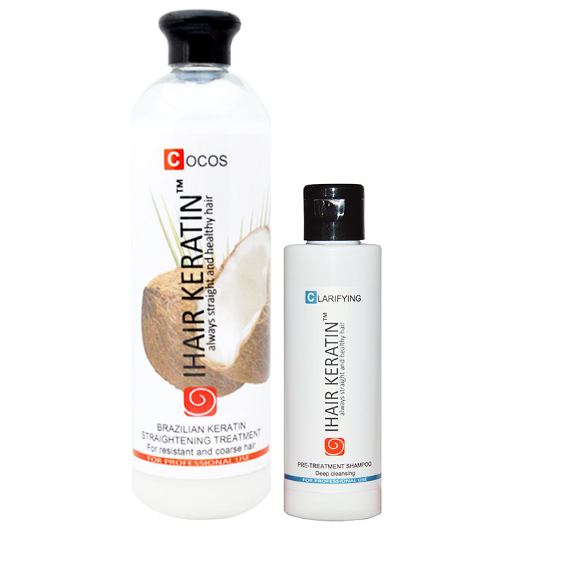 Kit Treatment Intensive 500 ml + clarifying shampoo 100ml Ihair Keratin Cocos